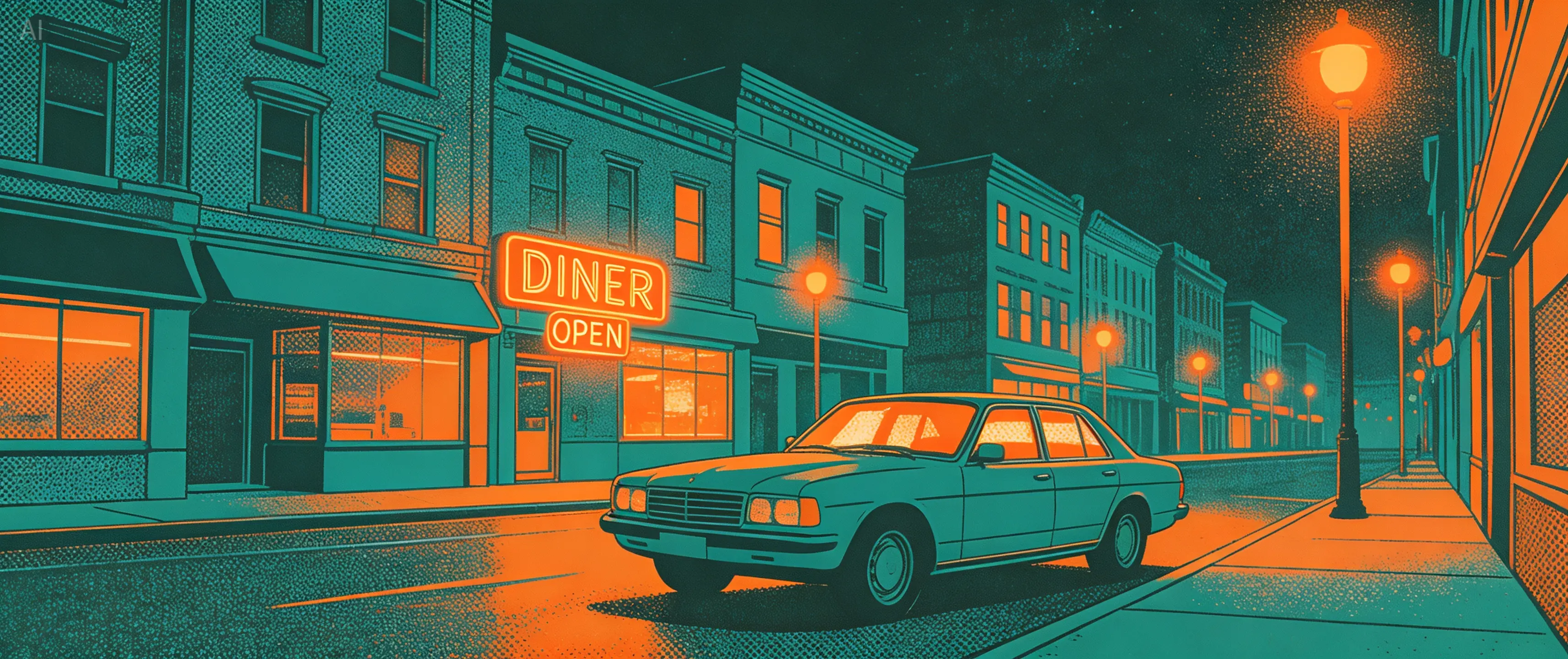 Official Seedream 5.0 Lite risograph city illustration